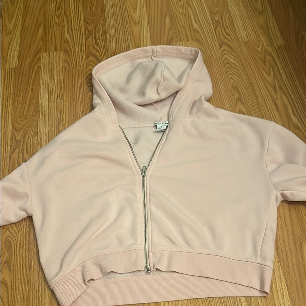 Blush Cropped Hoodie with Zipper